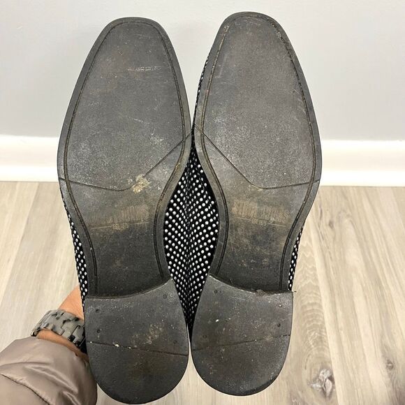 Stacy Adams Loafers Men’s 10 Swagger Black & Silver Studded Slip On Dress - Picture 5 of 6